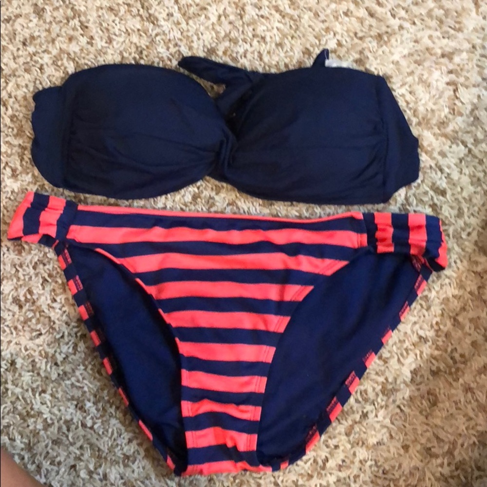 Large Navy and coral bikini